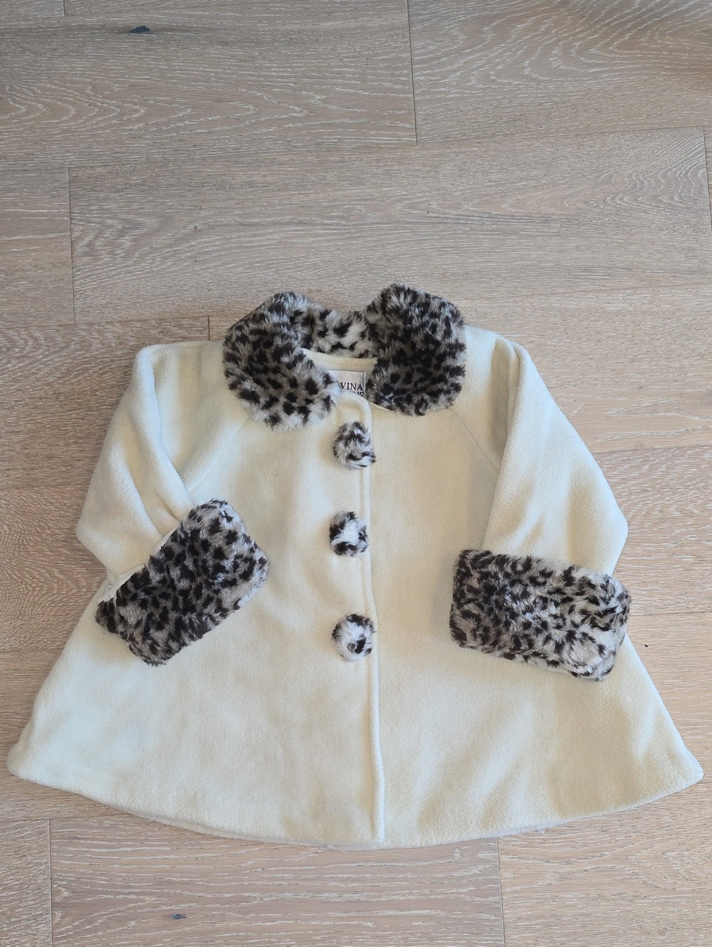 Davina Designs - Boston Faux-Fur Trim Girls' Coat - Leopard Accent